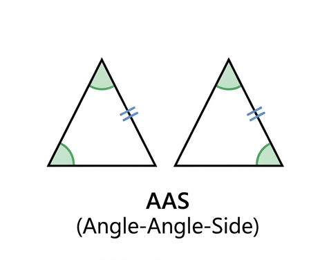 Five triangle congruence criteria diagrams: SSS, SAS, ASA, AAS, and HL labeled with equal side marks and angle symbols